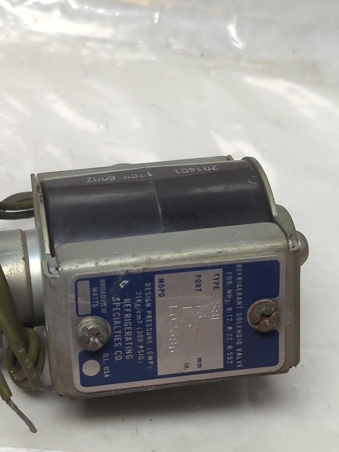 Used REFRIDGERATION SPECIALTIES,S8F,SOLENOID VALVE REFRIDGERANT 13MM PRE-OWNED