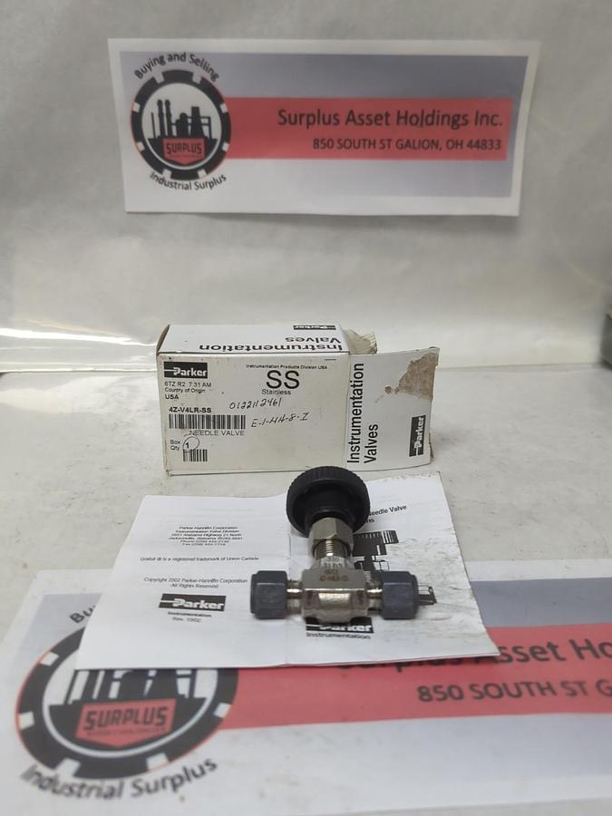 PARKER,4Z-V4LR-SS,STAINLESS STEEL NEEDLE VALVE NOS