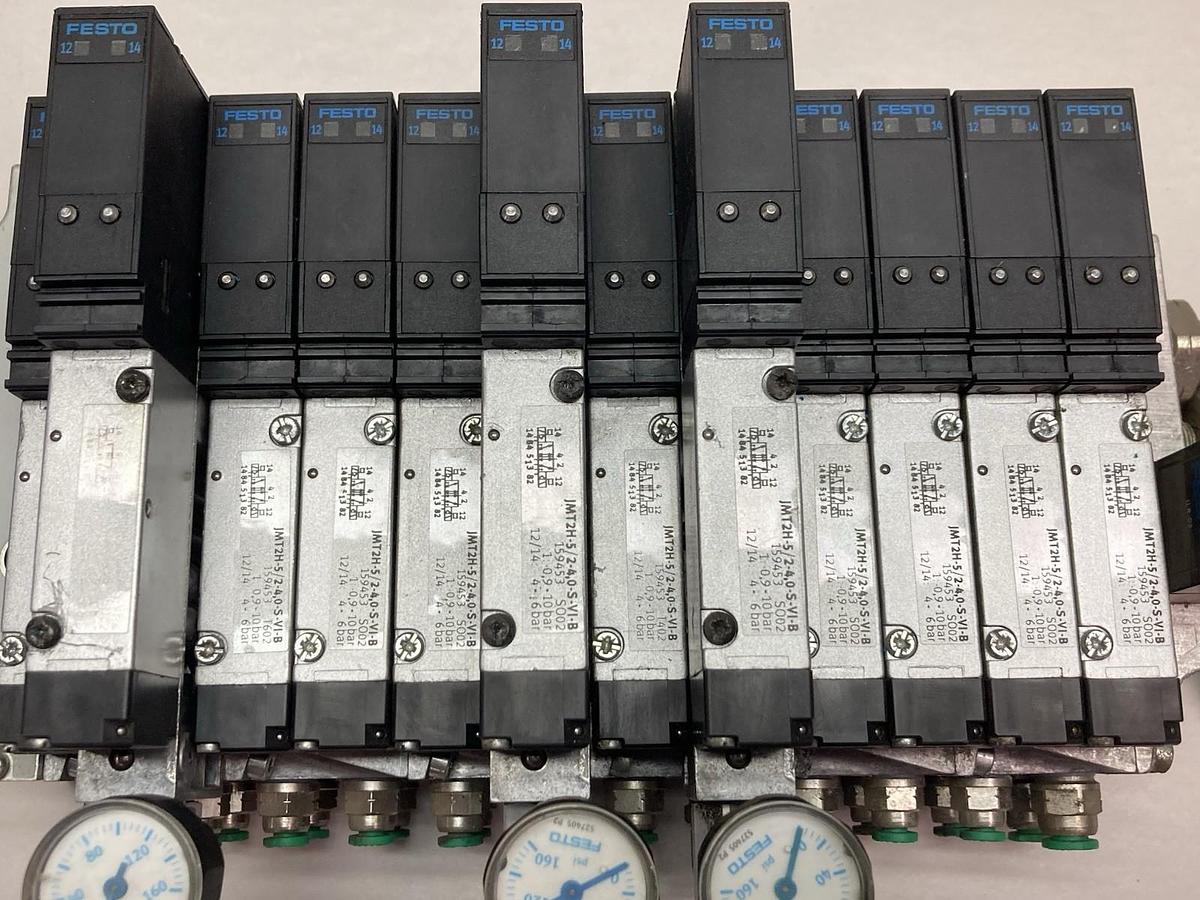 Used Festo,CPX-GE-EV-S,Valve Block w/VIGI-03-4,0 Solenoid Valves