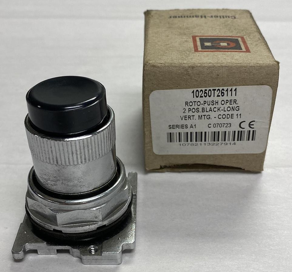 Cutler-Hammer,10250T26111,Roto-Push Operator 2 Position Black NOS