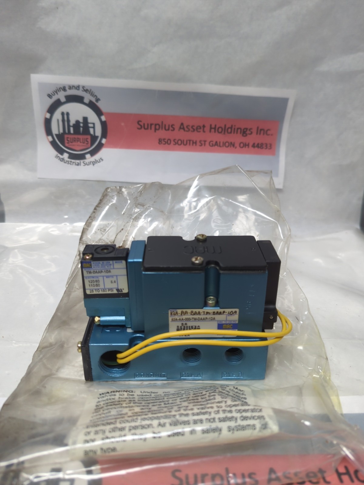 MAC,82A-AA-000-TM-DAAP-1DA,SOLENOID VALVE 120/110V 60/50HZ 25 TO 150PSI 5.4 WATT