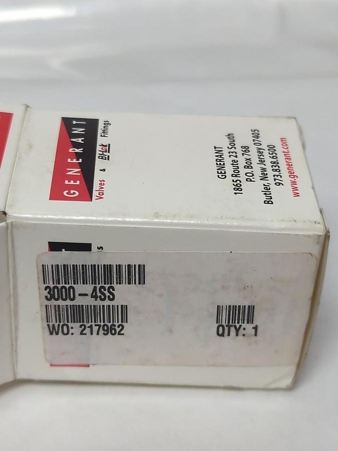 GENERANT,3000-4SS,STAINLESS SCREWEDBONNET NEEDLE VALVE 1/2 IN FEMALE NOS