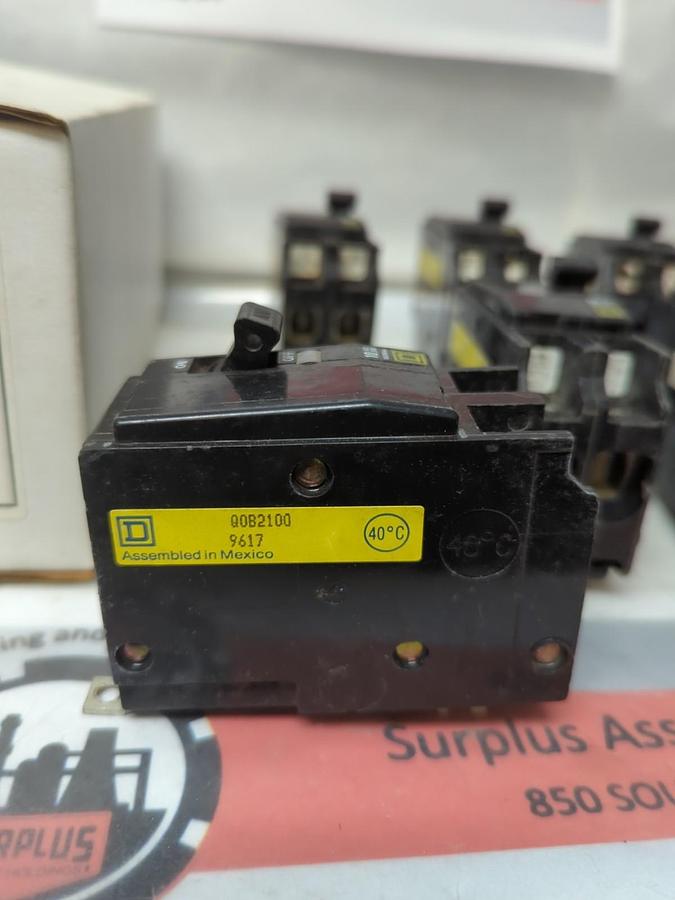 Used SQUARE D,QOB2100,CIRCUIT BREAKER 100 AMP 2-POLE LOT OF 6 PRE-OWNED
