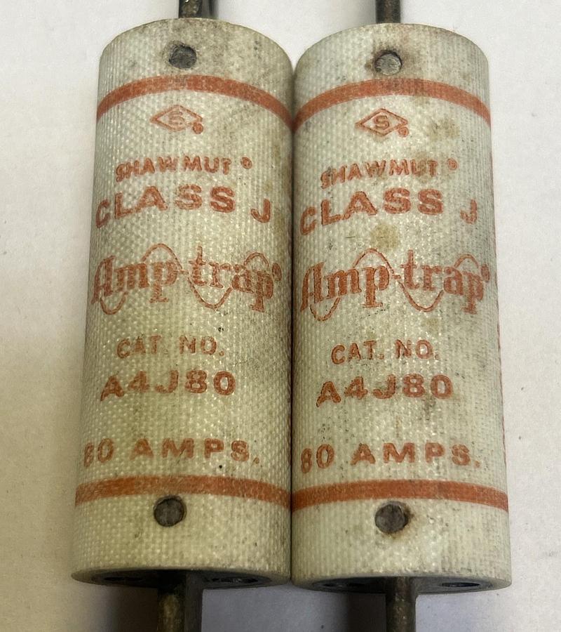 Used GOULD SHAWMUT,A4J80,AMP-TRAP FUSE 80A 600V LOT OF 2