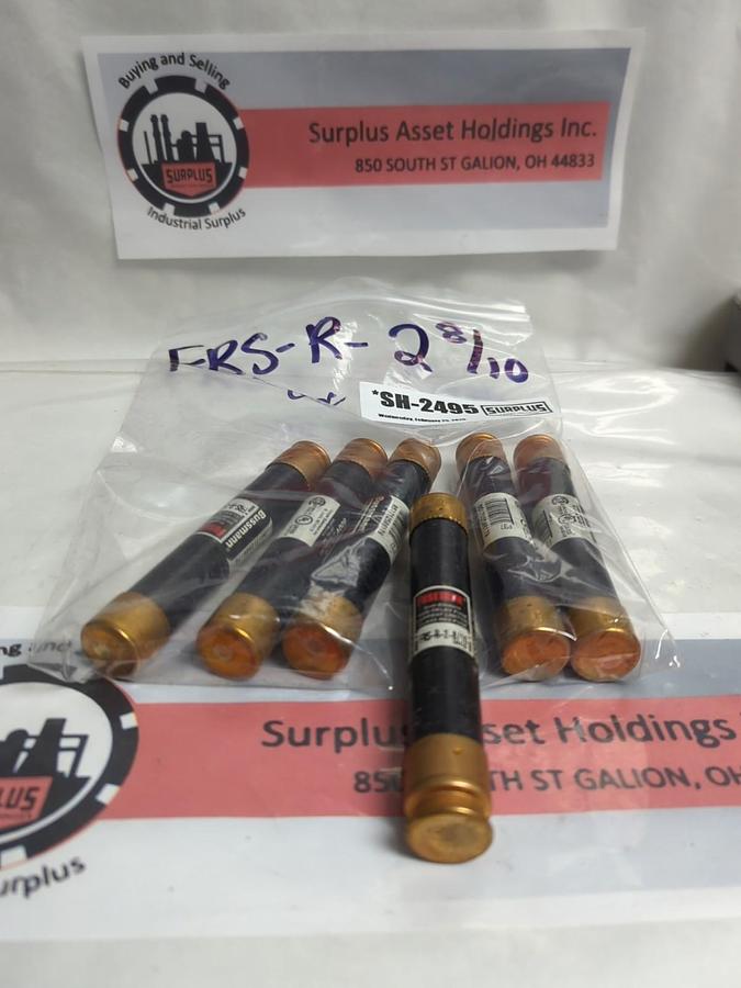 Used COOPER BUSSMANN,FRS-R-2-8/10,FUSETRON 2-8/10 AMP FUSE LOT OF 6 PRE-OWNED