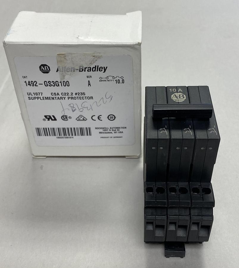 Used ALLEN BRADLEY,1492-GS3G100,SER A MINI CIRCUIT BREAKER NEW