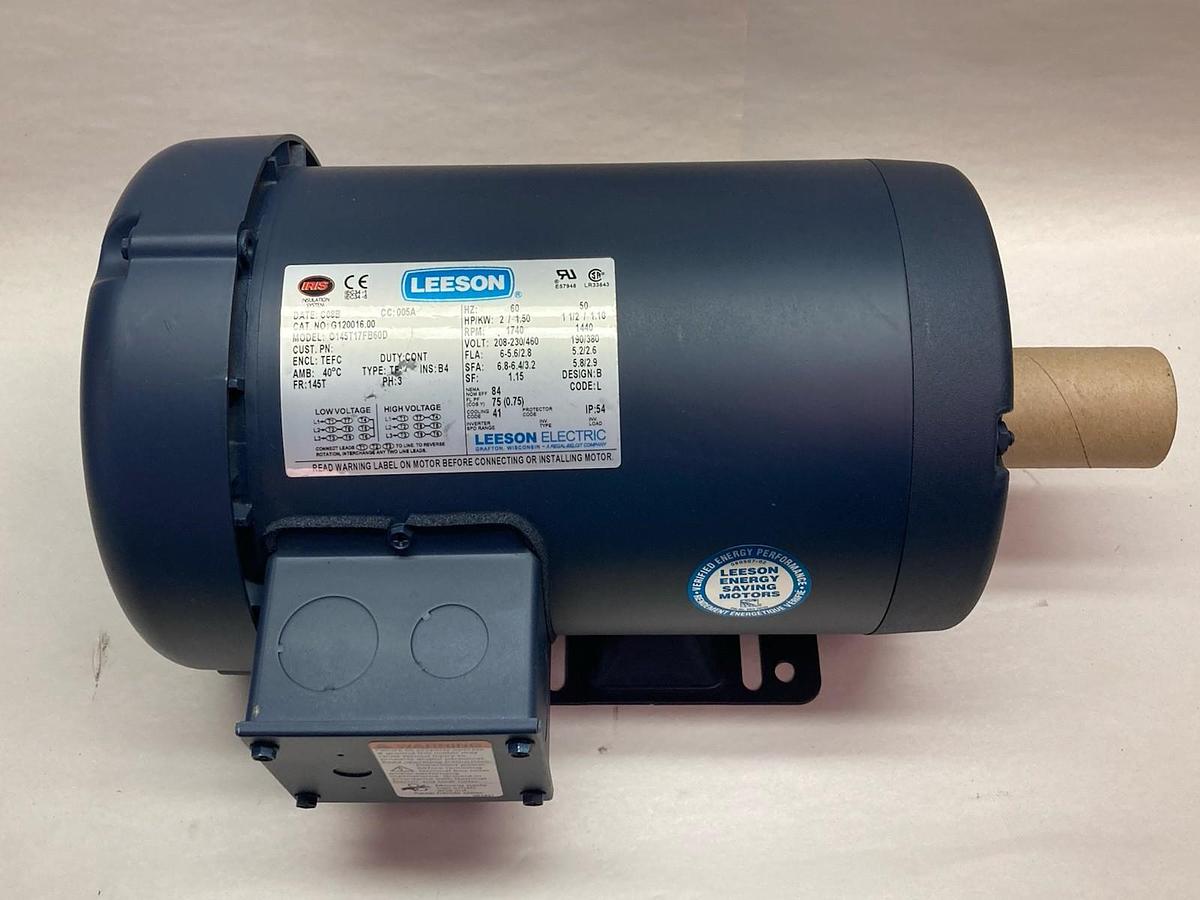 Leeson,C145T17FB60D,3-Phase Electric Motor 145T Frame 60/50Hz 1740/1440rpm