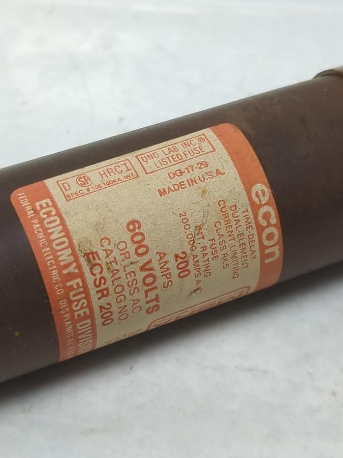 Used ECON,ECSR,TIME-DELAY 200 AMP FUSE PRE-OWNED