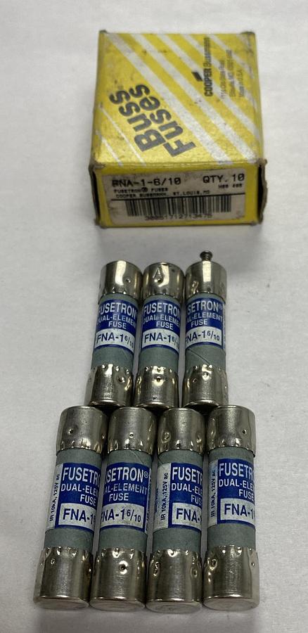 Cooper Bussmann,FNA-1-6/10,Fusetron Fuse Lot Of 7 NOS