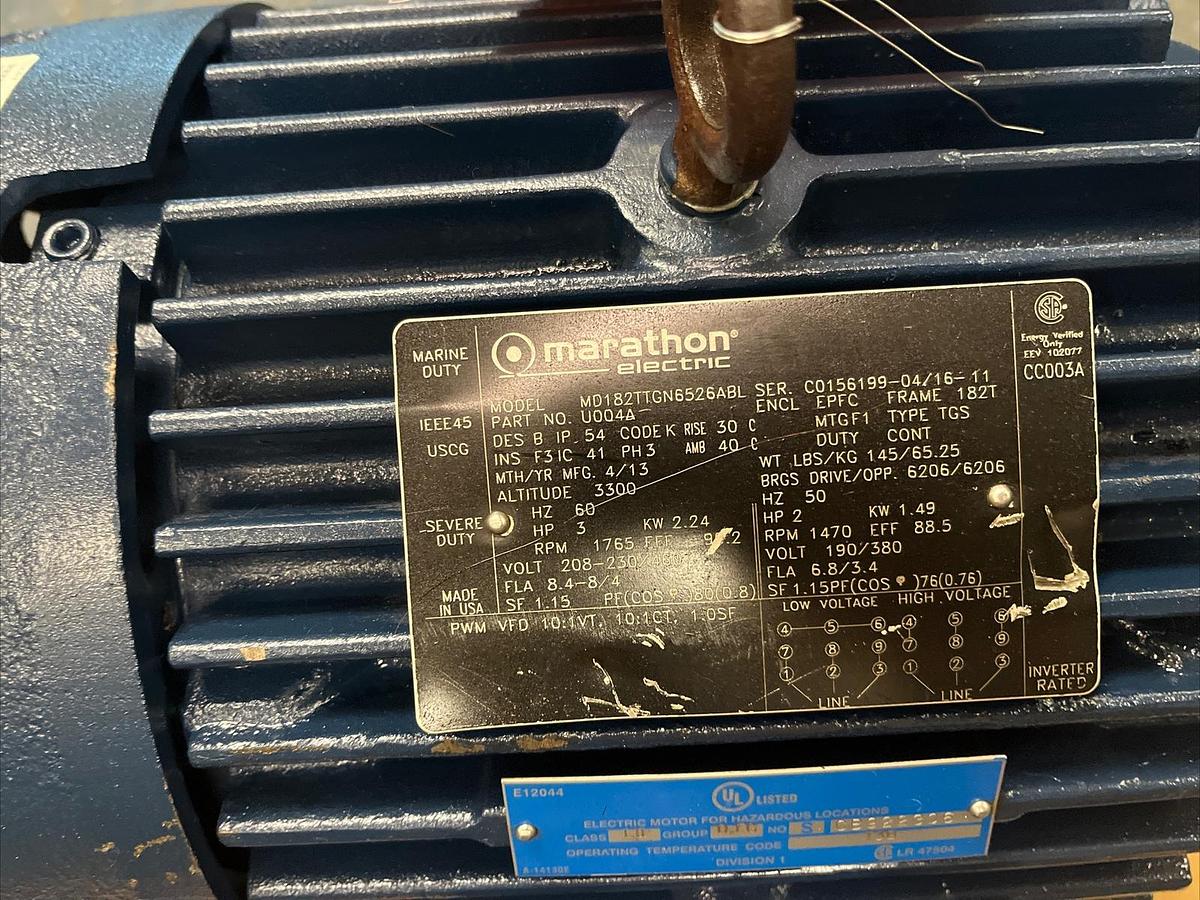 MARATHON,MD182TTGN6526-ABL,XRI 3HP MOTOR 1765RPM 182T