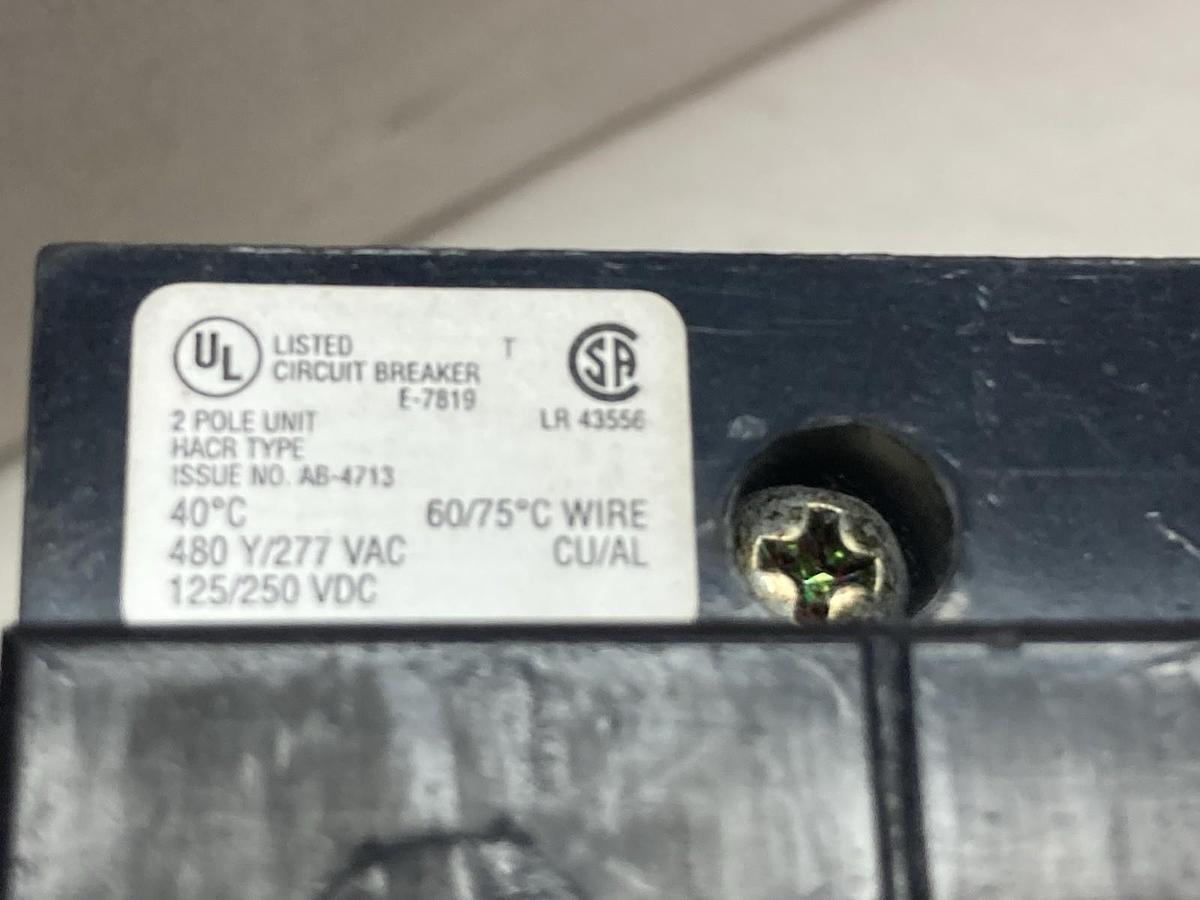 Used Cutler-Hammer,GHB2040,2-Pole Circuit Breaker 40A 277/480Vac