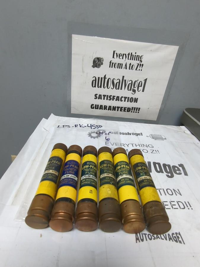 COOPER BUSSMANN,LPS-RK-45SP,LOW PEAK 45 AMP FUSES LOT OF 6 NOS