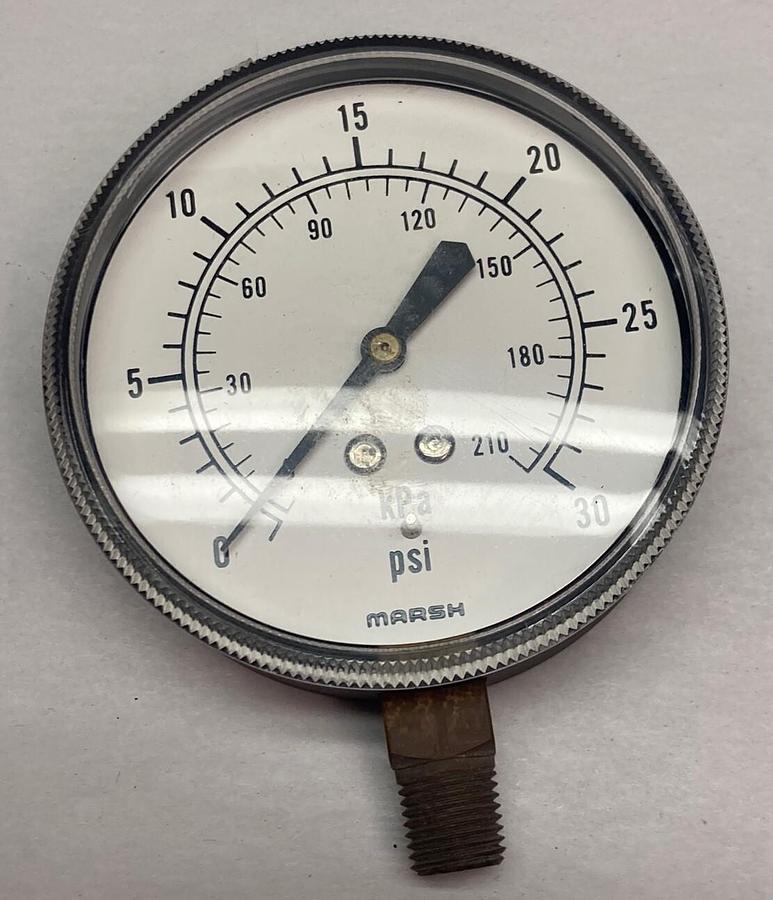 Used Marsh,0-30psi 0-210 kPa,Pressure Gauge
