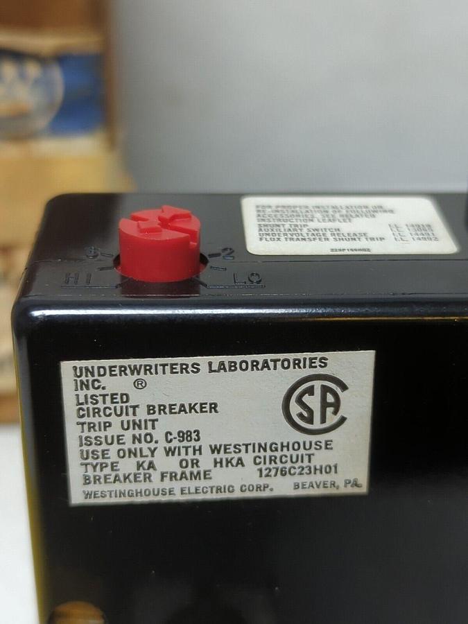 WESTINGHOUSE,HKA2200T,TRIP UNIT 2-POLE 200 AMP NOS