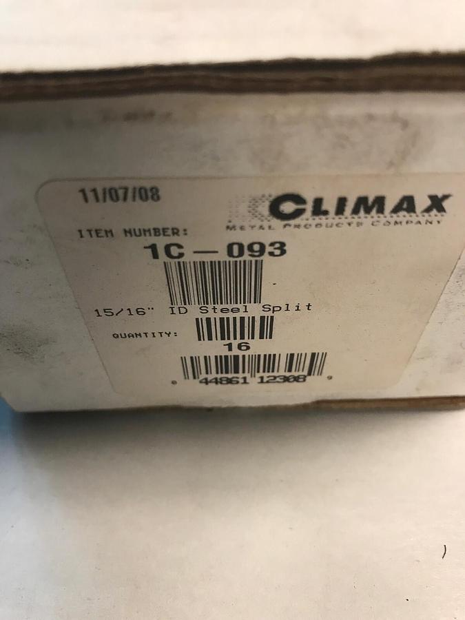 Used Climax,1C-093,15/16 INCH Steel Split Shaft Collar Box of 16