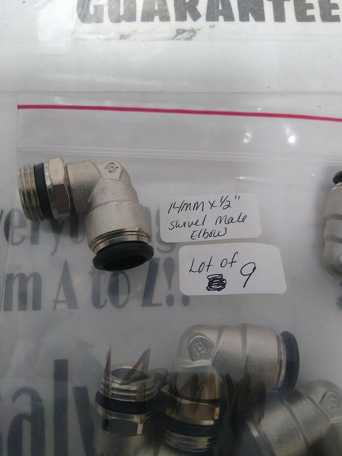 UNBRANDED,NA,TUBE SWIVEL MALE ELBOW 14MMX1/2 IN LOT OF 9 NOS