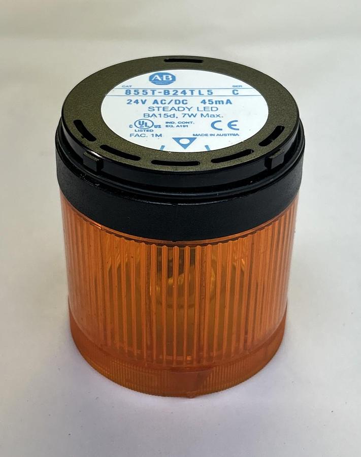 ALLEN BRADLEY,855T-B24TL5,AMBER STEADY LED STACK LIGHT NOS
