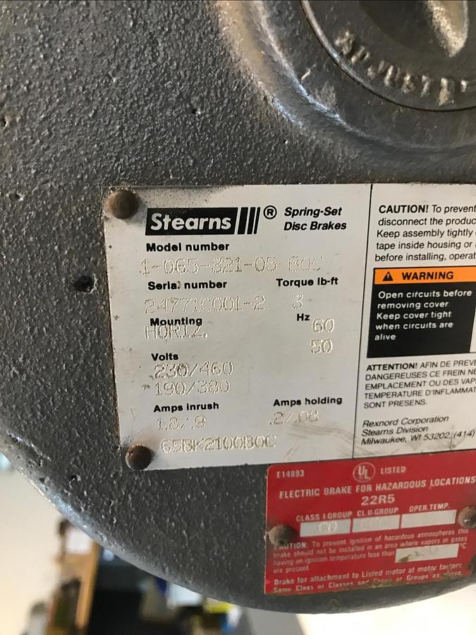 Used Baldor,35J498W602-B,Brake Motor 1/3-.11 Hp 460V 1675/550RPM 56C