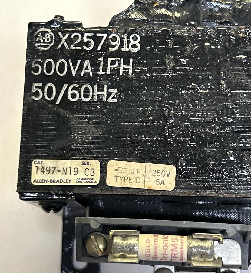 Used ALLEN BRADLEY,1497-N19,TRANSFORMER 500VA 50/60HZ