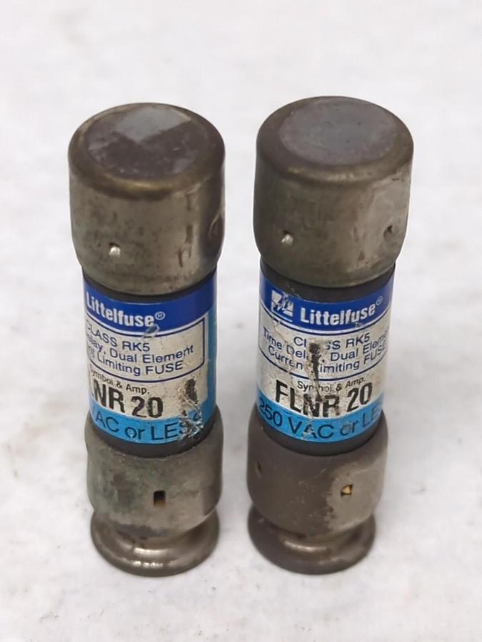 Used LITTELFUSE,FLNR-20,CLASS RK5 FUSE 20 AMP LOT OF 2 PRE-OWNED