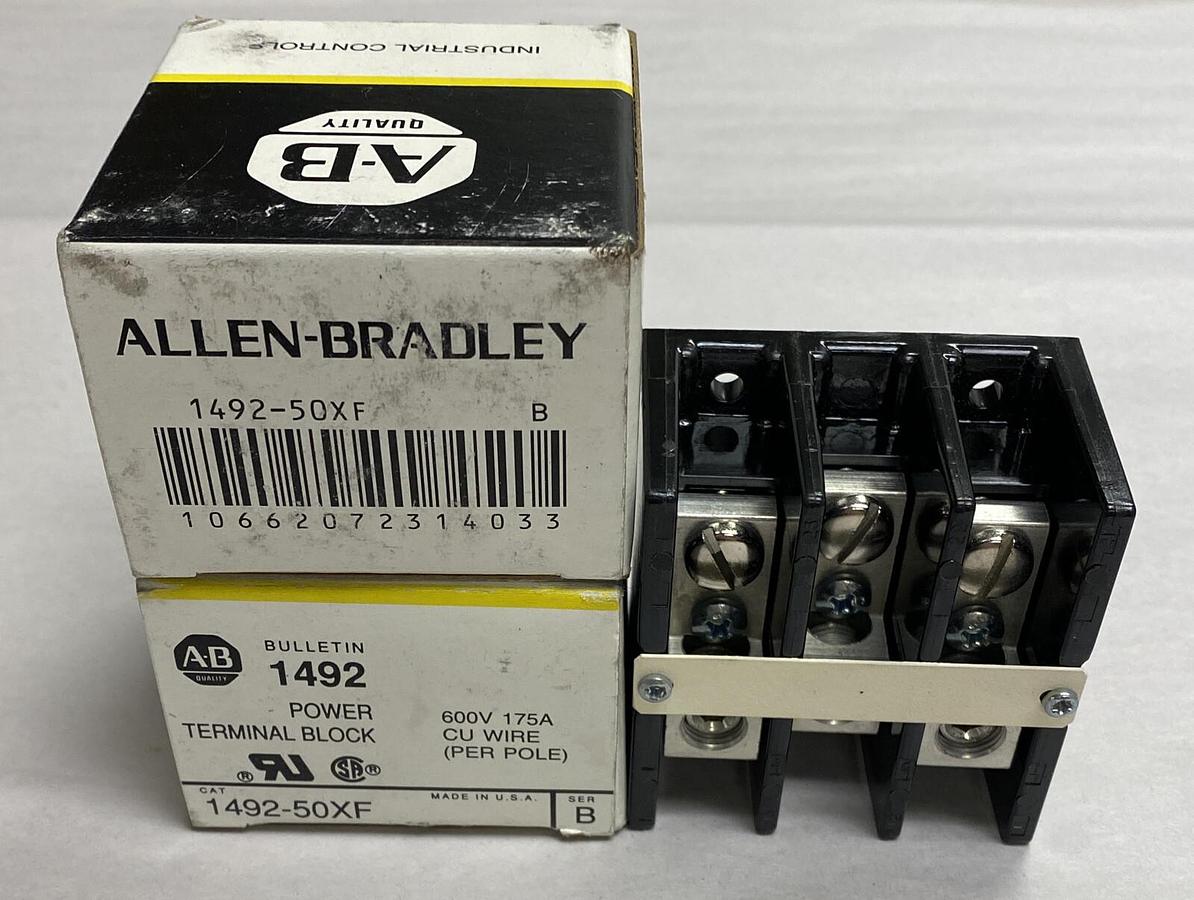ALLEN BRADLEY,1492-50XF,SERIES B POWER TERMINAL BLOCK 600V 175A LOT OF 2 NEW