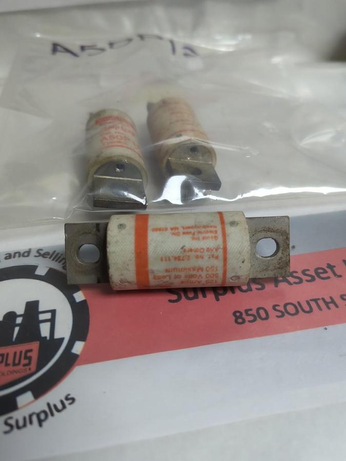 Used GOULD SHAWMUT,A50X125,TYPE 4 FUSE 125 AMP LOT OF 3 PRE-OWNED