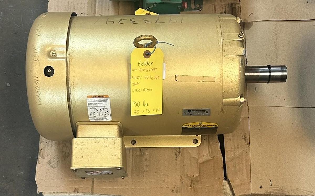 Used BALDOR,EM3708T,SUPER-E MOTOR 5HP 230/460V 1160RPM 3PH 215T FRAME