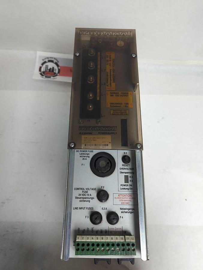 Used INDRAMAT,TVM 1.2-050-220/300-W0/220/380,A.C. SERVO POWER SUPPLY PRE-OWNED