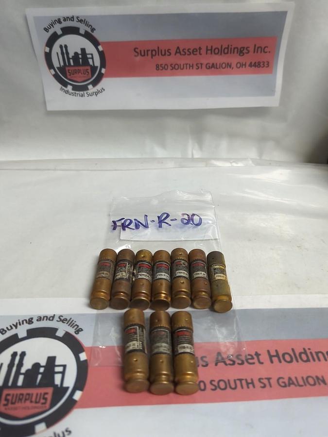 Used COOPER BUSSMANN,FRN-R-20,FUSETRON 20 AMP FUSE LOT OF 10 PRE-OWNED