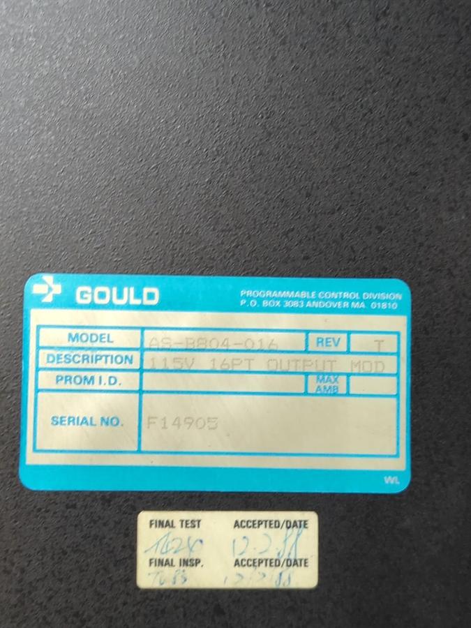 Used GOULD,AS-B804-016,OUTPUT MODULE 115V 16PT PRE-OWNED