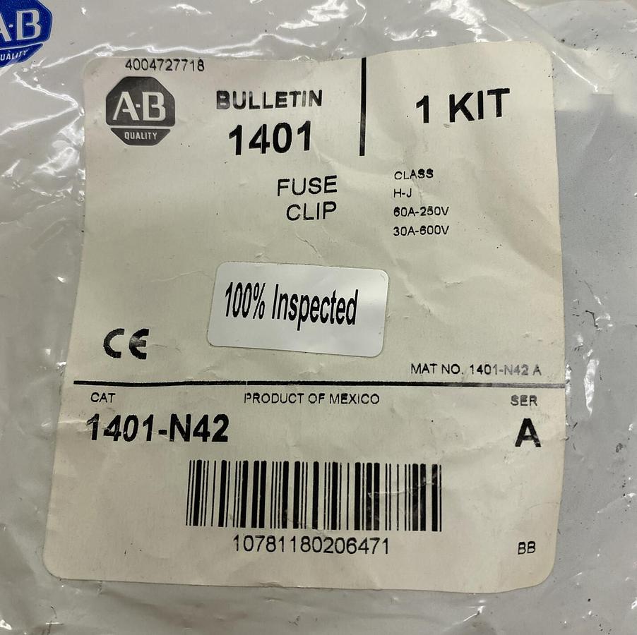 Used ALLEN BRADLEY,1401-N42,SER A FUSE CLIP KIT NEW