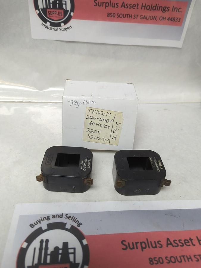 Used JOSLYN CLARK,TB102-19,COIL 220-240V 60HZ 220V 50HZ LOT OF 2 PRE-OWNED