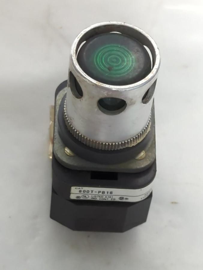 Used ALLEN BRADLEY,800T-PB16,SER T GREEN ILLUMINATED PUSH BUTTON PRE-OWNED
