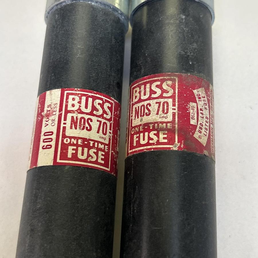 Used BUSSMANN,NOS70,FUSE 70A 600V LOT OF 2