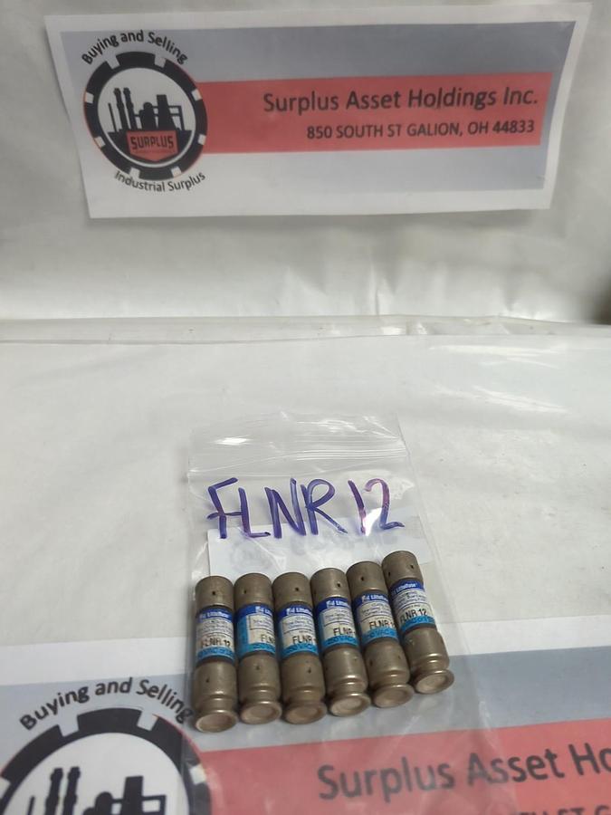 Used LITTELFUSE,FLNR12,TIME-DELAY 12 AMP FUSE LOT OF 6 PRE-OWNED