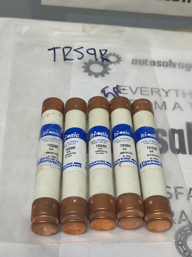 FERRAZ SHAWMUT,TRS9R,TRI-ONIC 9 AMP FUSE LOT OF 5 NOS