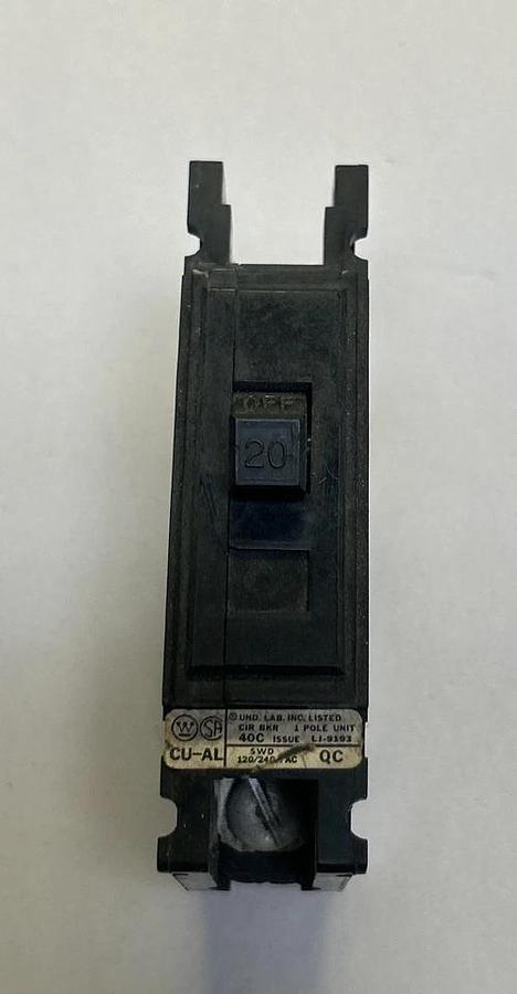 Used WESTINGHOUSE,QC120,CIRCUIT BREAKER 20A 120/240V 1P