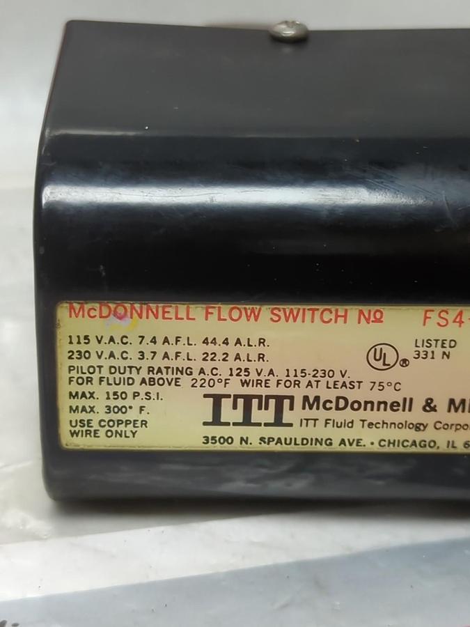 Used MCDONNELL & MILLER,FS4-3,FLOW SWITCH PRE-OWNED