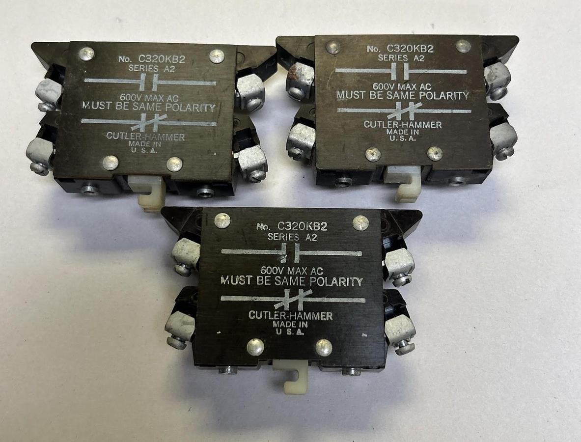 Used CUTLER-HAMMER,C320KB2,AUXILIARY CONTACT LOT OF 3