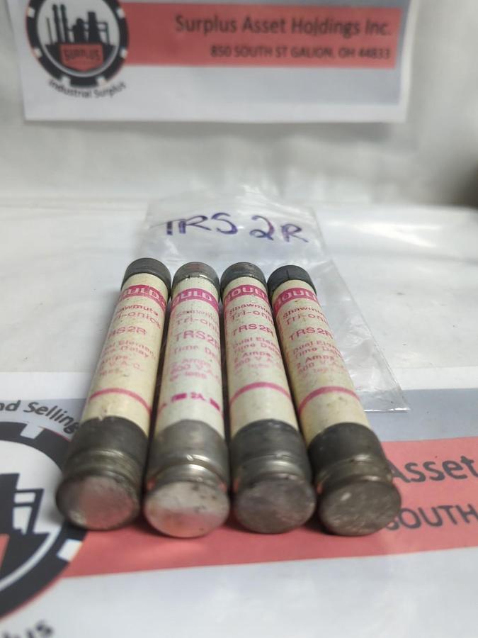 Used GOULD SHAWMUT,TRS-2R,TRI-ONIC 2 AMP FUSE LOT OF 4 PRE-OWNED