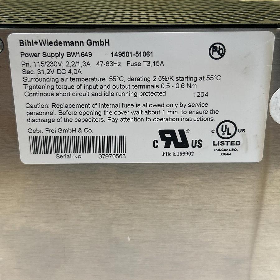 Used BIHL WIEDEMANN,BW1649,POWER SUPPLY