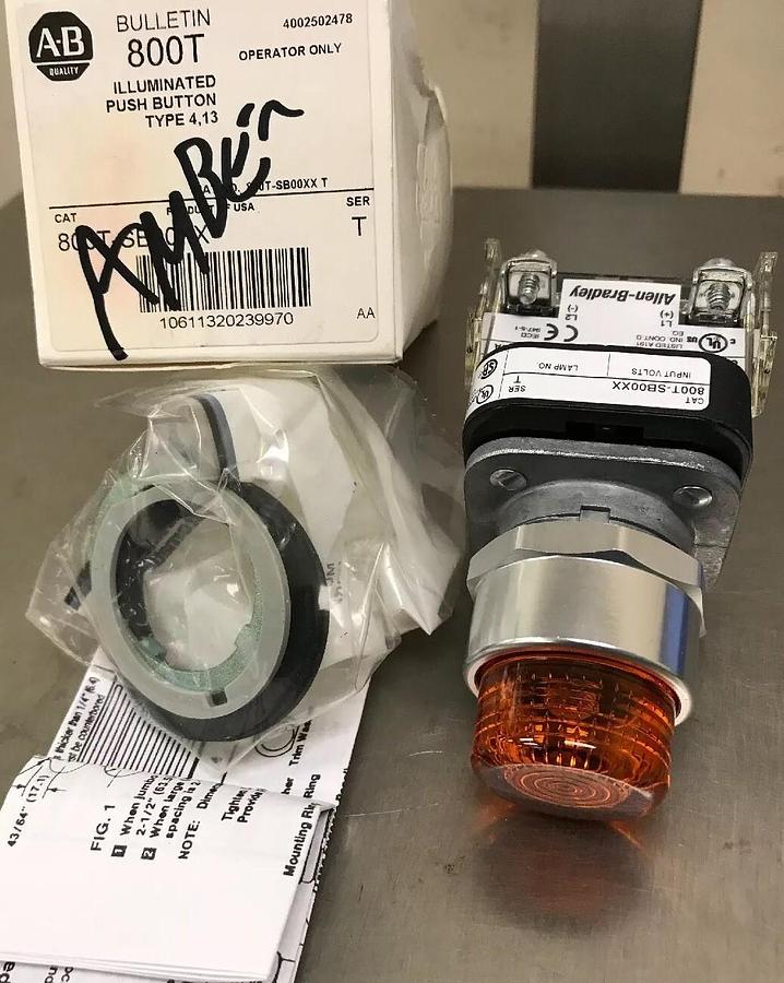 Allen Bradley,800T-SB00XX,Illuminated Amber Push Button