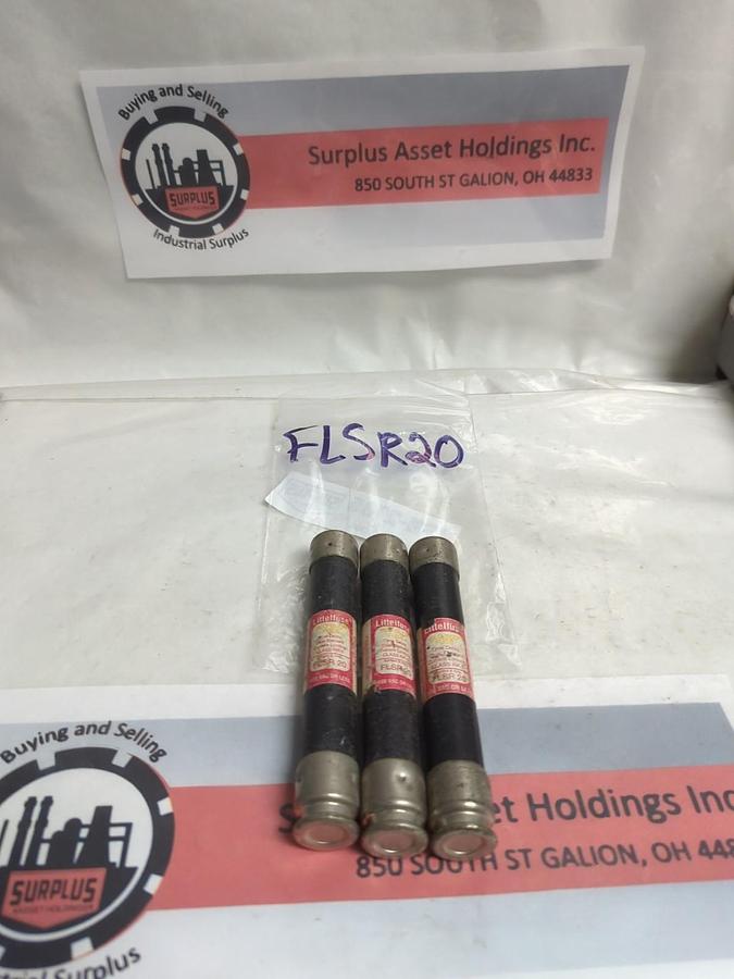 Used LITTELFUSE,FLSR 20,SLO-BLO 20 AMP FUSE LOT OF 3 PRE-OWNED