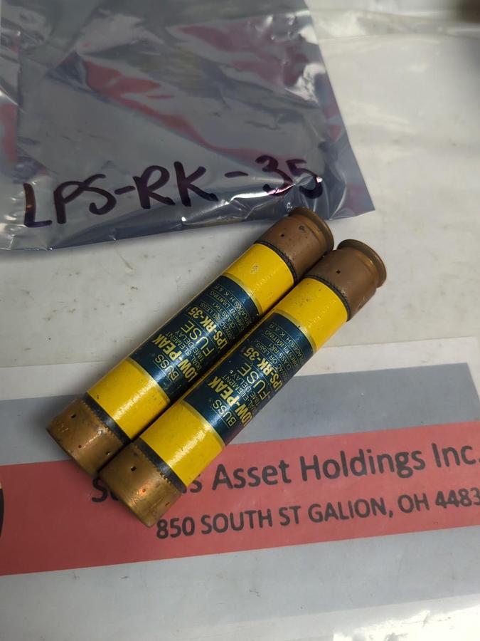 Used COOPER BUSSMANN,LPS-RK-35,LOW-PEAK 35 AMP FUSE LOT OF 2 PRE-OWNED