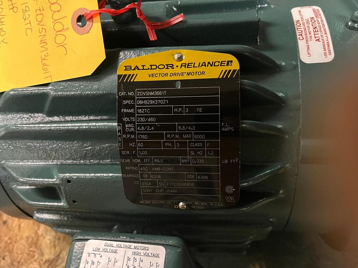 BALDOR,ZDVSNM3661T,VECTOR MOTOR 3HP 1760RPM 3PH 182TC