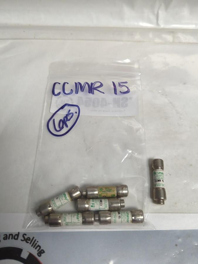 Used LITTELFUSE,CCMR15,CLASS CC 15 AMP FUSE LOT OF 6 PRE-OWNED