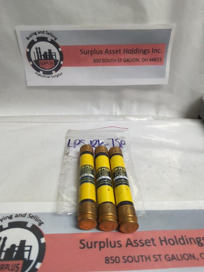 Used COOPER BUSSMANN,LPS-RK-7SP,LOW-PEAK 7 AMP FUSE LOT OF 3 PRE-OWNED