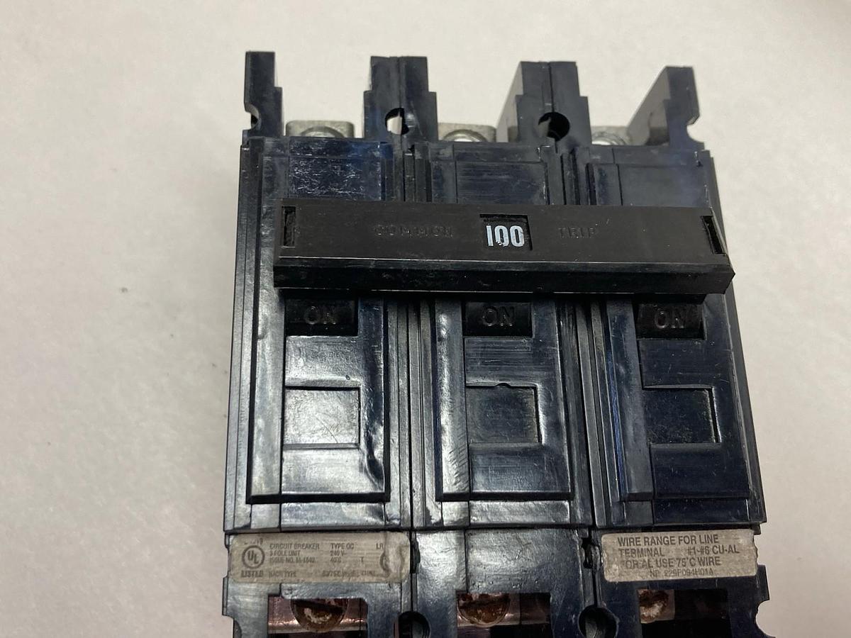 Used Eaton,QC3100H,3-Pole Circuit Breaker 100A 240V 50/60Hz