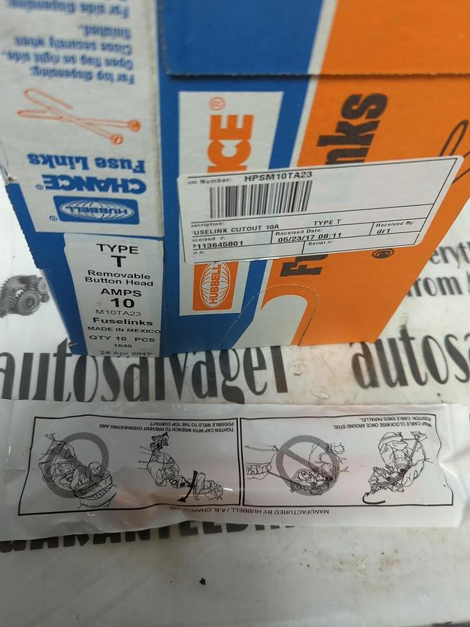 HUBBELL- CHANCE,M1OTA23,TYPE T FUSE LINK 23 IN LENGTH REMOVABLE HEAD BOX OF 10