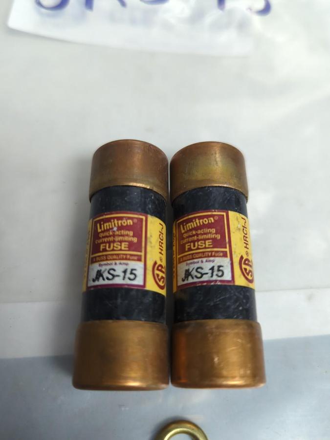 Used COOPER BUSSMANN,JKS-15,LIMITRON 15 AMP FUSE LOT OF 2 PRE-OWNED